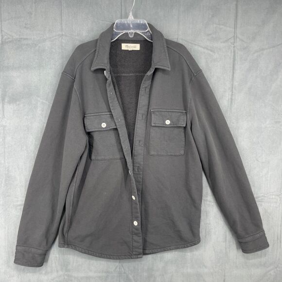 Madewell Shacket Shirt Mens Small Gray Button Up Pockets Terry Cotton Blend - Picture 1 of 12